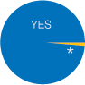 Simple pie chart showing 99% yes and 1% asterisk. Will you apply next year?