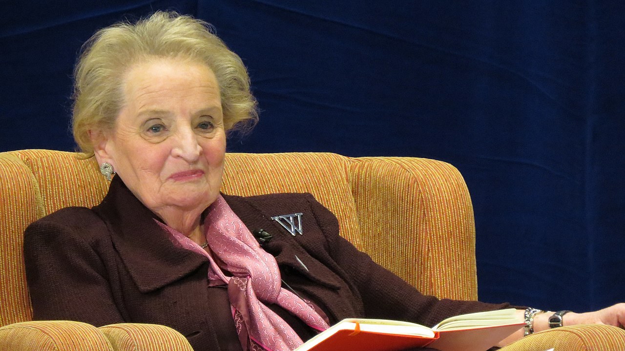 Madeleine Albright on stage at an Albright Institute event at Wellesley College, 2016