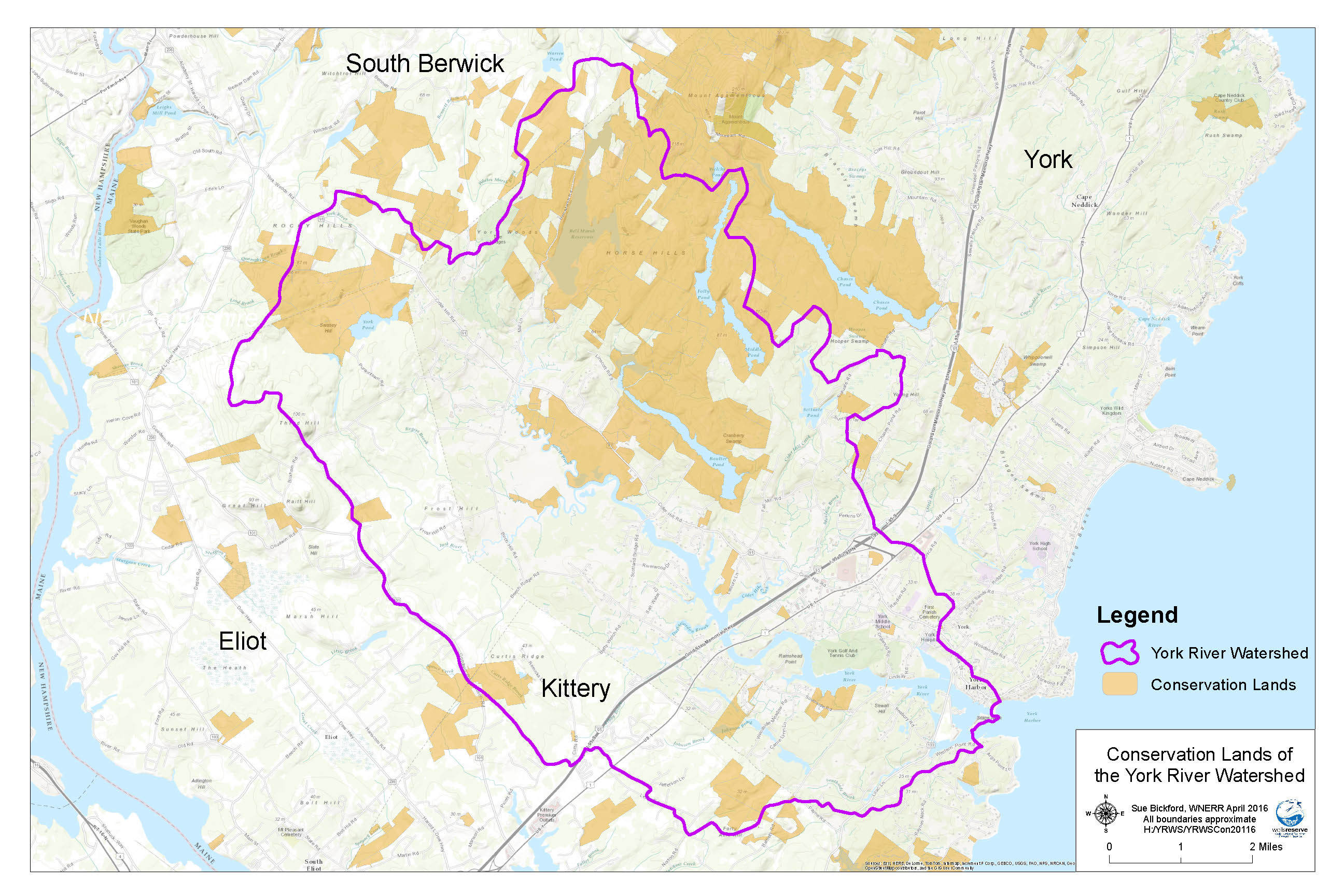 Conservation lands of the York River watershed, mapped in 2016.