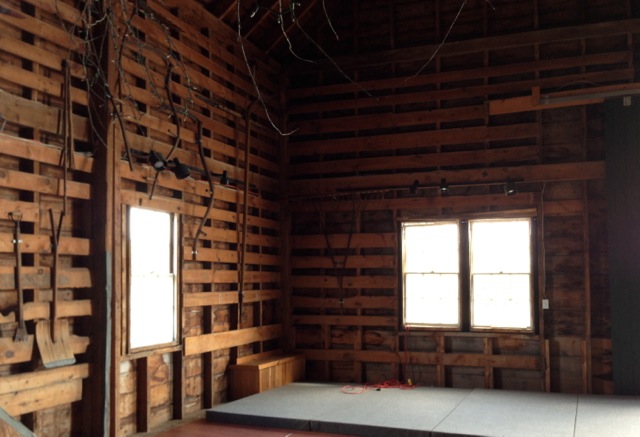 Interior of hay and horse barn at historic Laudholm Farm
