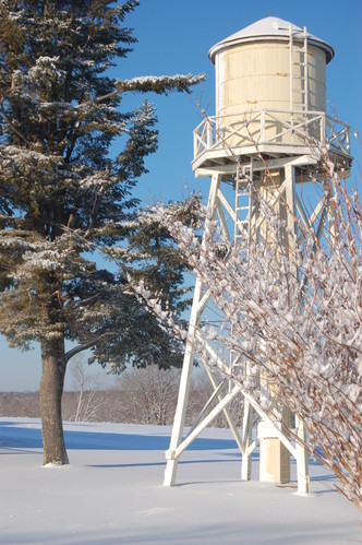 Water tower in winter