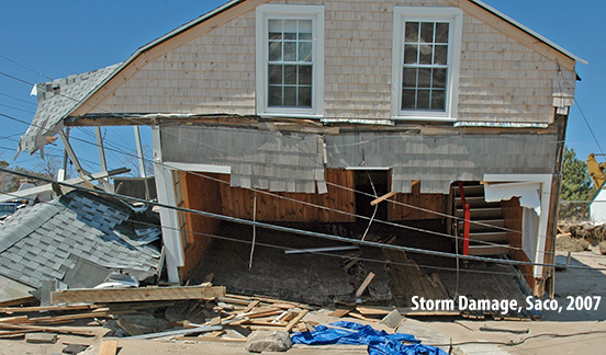 Storm-damaged house in Saco, Maine, April 2007