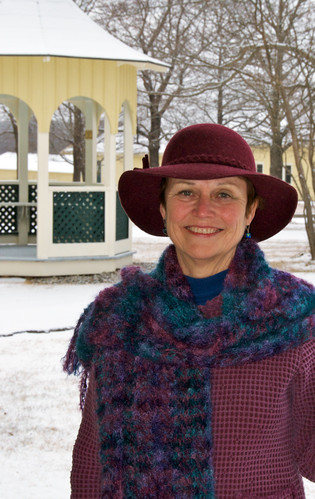 Diana Joyner in front of the gazebo at the Wells Reserve at Laudholm