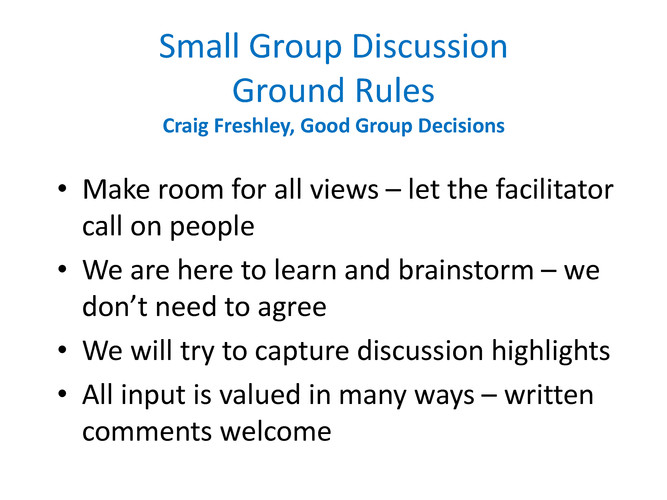 Small group discussion ground rules