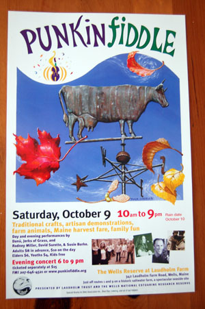 Poster for Punkinfiddle 2004 with weathervane art by Piper Castles