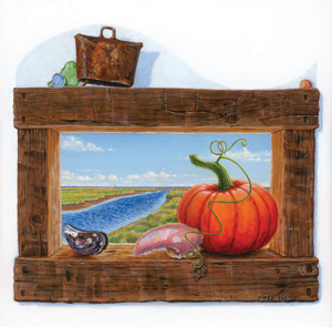 Art for Punkinfiddle 2006 with pumpkin and estuary art by Piper Castles