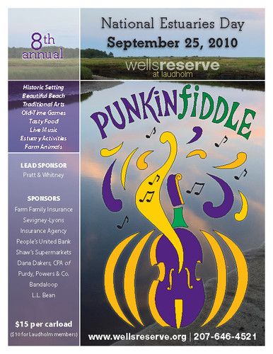 Flier for Punkinfiddle 2010 with logo and salt marsh photograph by Jeff Stevensen