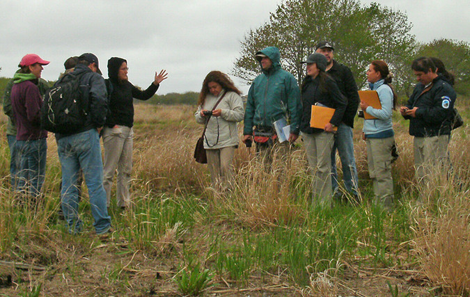 South American delegates participating in a New England study tour, out on the Little River marsh, May 2014