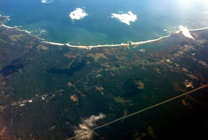 Aerial image looking south toward Wells Bay