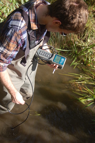 Collecting water quality data in Shoreys Brook