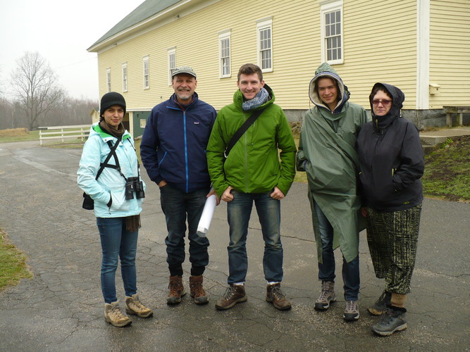 Purdue University ecological acoustics research team on a cool, damp, May day
