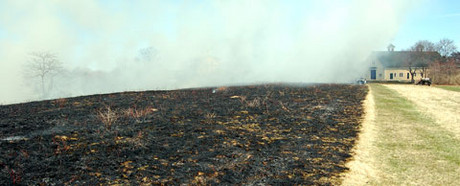Straight line at controlled burn, 17 April 2009