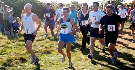 Competitors begin the first Punkinfiddle 5K Road and Trail Run