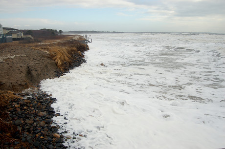 Erosion at Laudholm Beach caused by storm surge