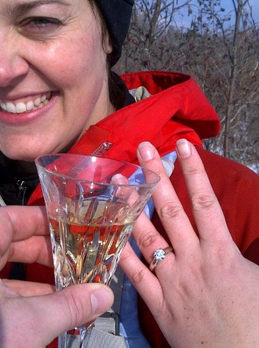 Beth shows off her new engagement ring.